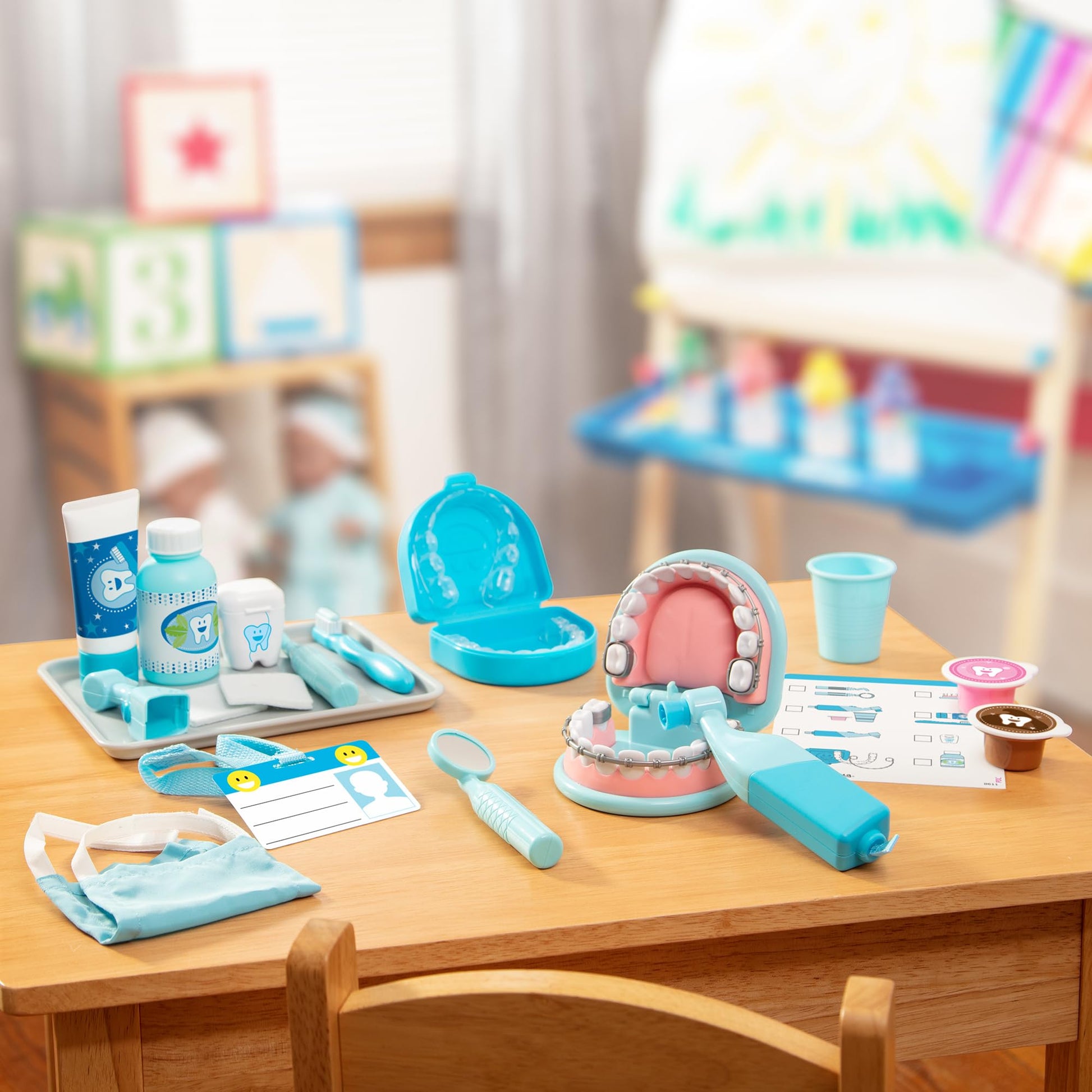 Melissa & Doug Super Smile Dentist Kit with Pretend Play Set of Teeth and Dental Accessories (25 Toy Pieces) Pretend Dentist Play Set, for Kids Ages 3+ Melissa & Doug