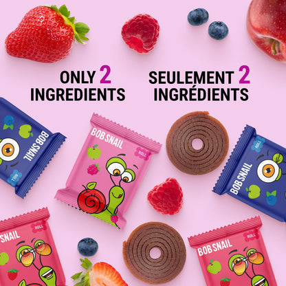 Bob Snail Fruit Roll Ups – Real Fruit Snacks, No Added Sugar, Vegan & Nut Free, 80 Pack Bulk Box (800g)