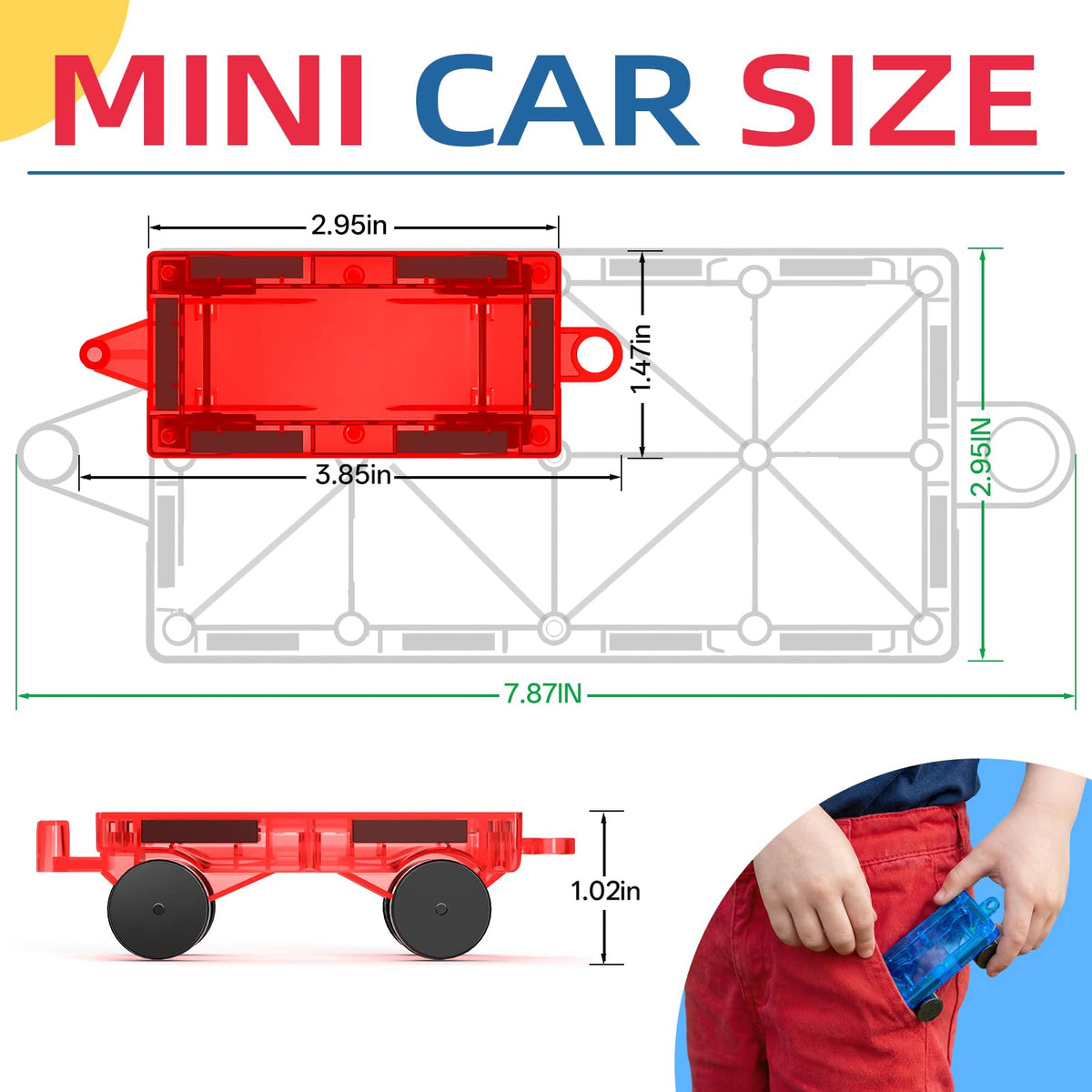 Qltytoy Mini Magnetic Tiles Cars 8PCS Construction Set for Mini,Major Tiles 🍁 All In One Marketplace Canada