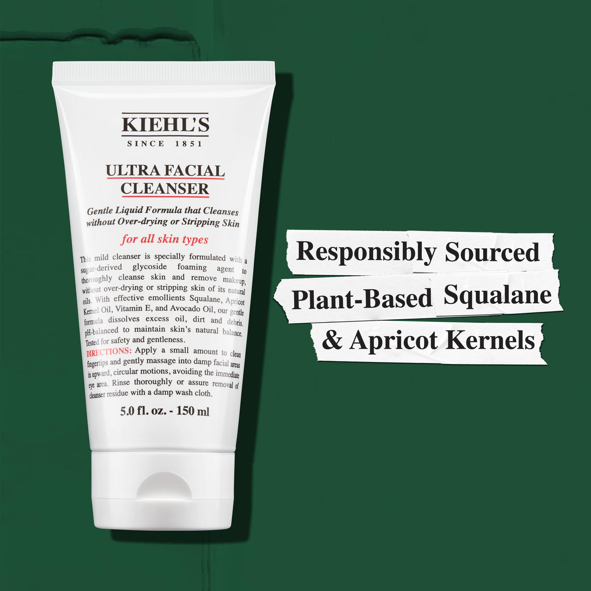 Kiehl's Ultra Facial Cleanser, Lightweight Foamy Facial Cleanser, Enriched Formula that Replenishes Skin Barrier, Gently Exfoliates and Moisturizes, Suitable for All Skin Types - 75ml