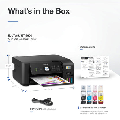 Epson EcoTank ET-2800 Wireless Color All-in-One Supertank Printer - Black