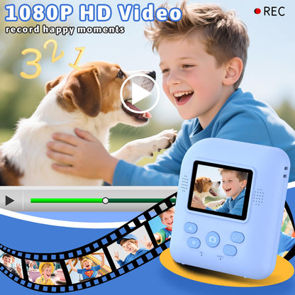 Okaloka Kids Instant Print Camera Toys,1080P HD Toddler Digital Video Camera,Christmas Birthday Gifts for Girls Boys Age 3-12 Year Old - 32G SD Card Included (Blue) 🍁 All In One Marketplace Canada
