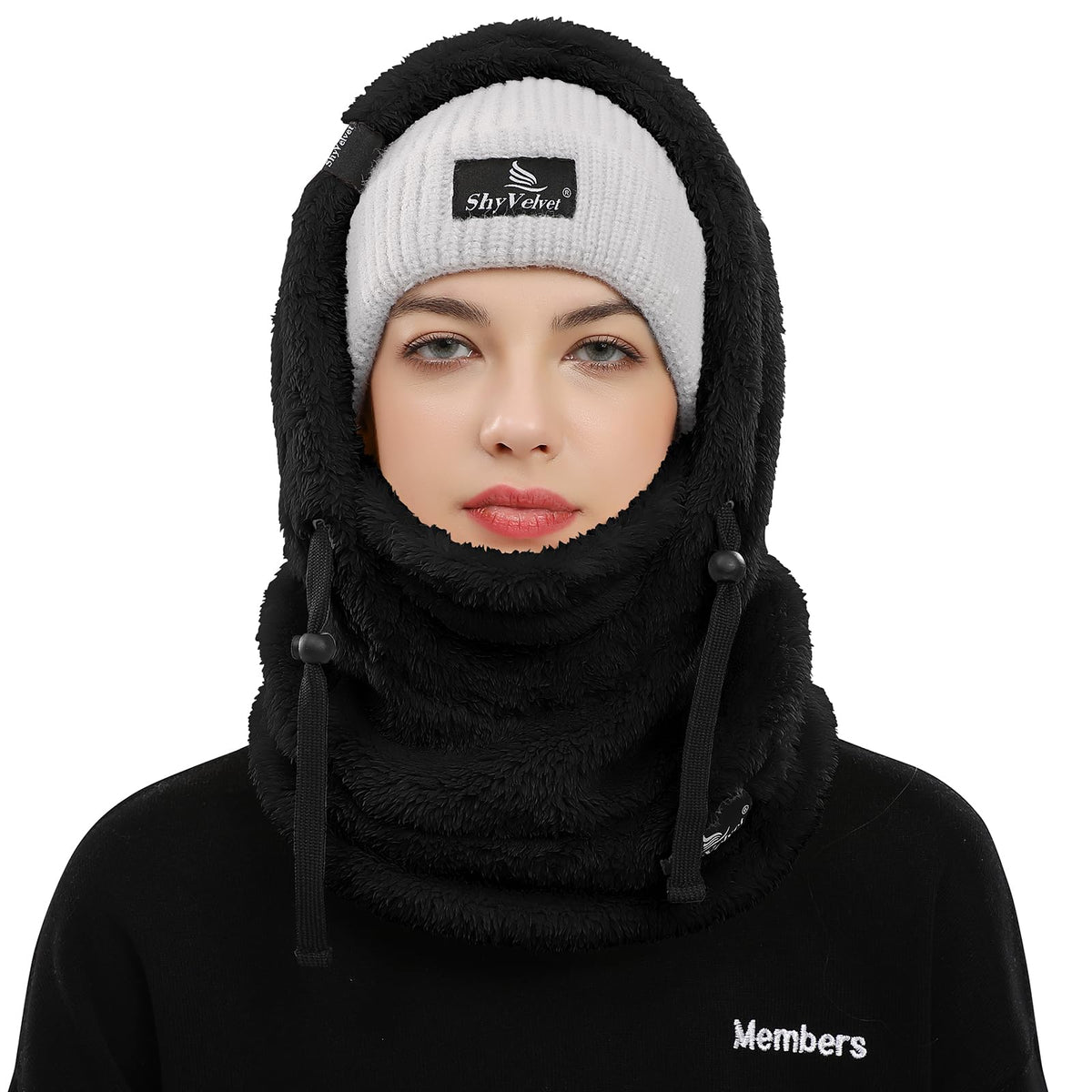 Shy Velvet Balaclava (Unisex) Wind-Resistant Winter Face Mask, Fleece Ski Mask for Men and Women, Warm Face Cover Hat Cap Scarf, Black, Medium-Large 🍁 All In One Marketplace Canada
