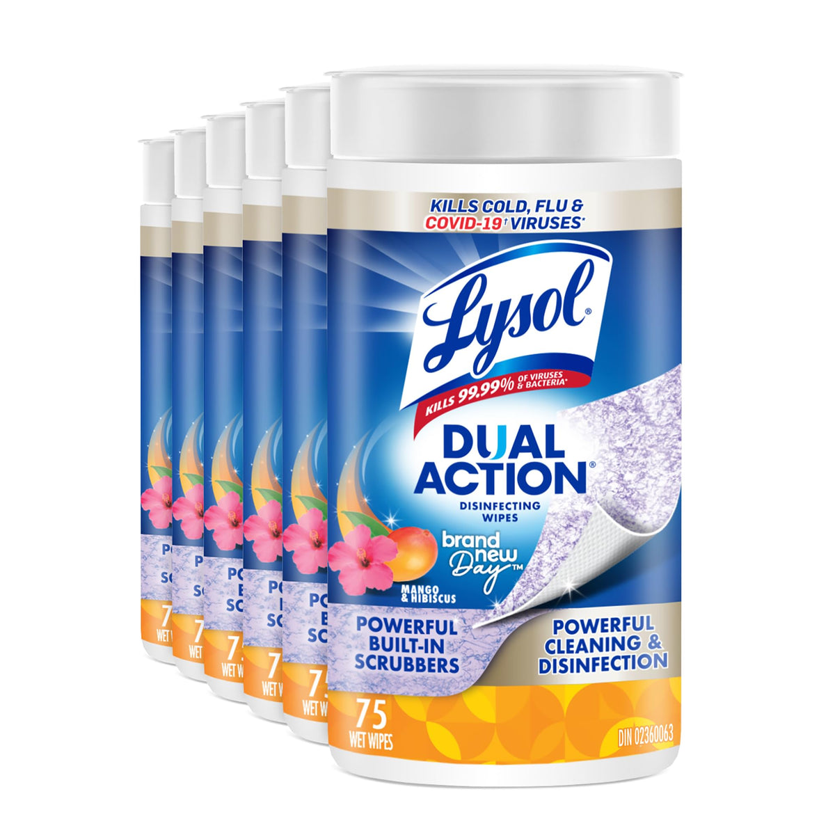 Lysol Brand New Day Dual Action Disinfecting Wipes, 6 X 75 ct