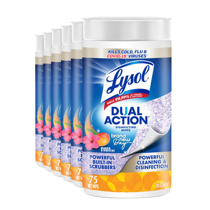 Lysol Brand New Day Dual Action Disinfecting Wipes, 6 X 75 ct