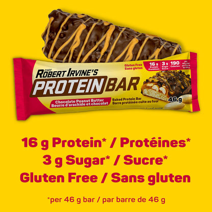 Chef Robert Irvine Protein Bar - Chocolate Peanut Butter Baked Bars, Gluten Free (18 Pack)
