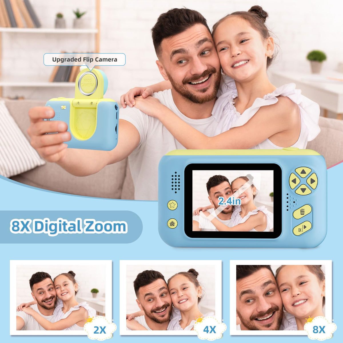 Kids Camera for Boys and Girls HD Selfie Digital Camera for 3-12 Year Old Kids with Tripod & SD Card, Perfect for Christmas & Birthday Gifts Best Festival Gift Blue 🍁 All In One Marketplace Canada