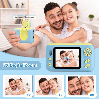 Kids Camera for Boys and Girls HD Selfie Digital Camera for 3-12 Year Old Kids with Tripod & SD Card, Perfect for Christmas & Birthday Gifts Best Festival Gift Blue 🍁 All In One Marketplace Canada