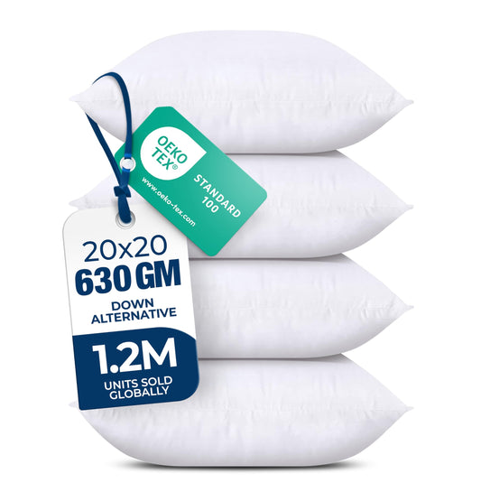 Utopia Bedding Decorative Throw Pillows for Couch - 20 x 20 Inches - Pack of 4, Down Alternative Cushions for Sofa - Fluffy Bed Decorative Pillows, Throw Pillow for Bed, White