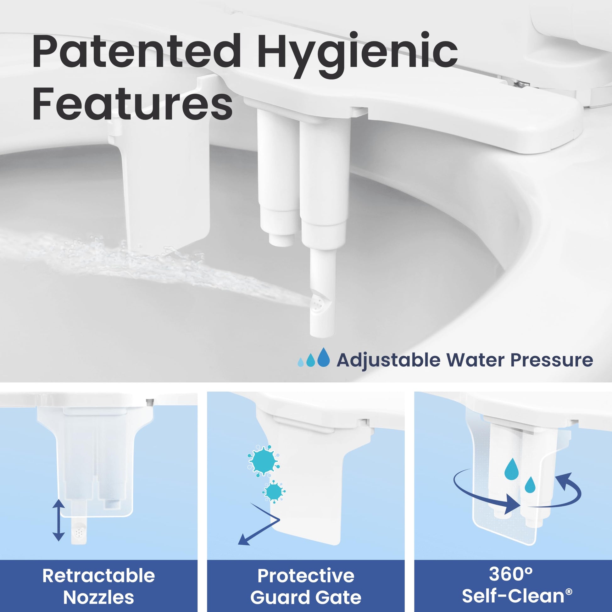 LUXE Bidet NEO 320 Plus - Warm Water, Dual Nozzle, Non-Electric Bidet Attachment for Toilet Seat, Patented Slide-in Install, 360° Self-Clean, EZ-Lift to Clean, Feminine & Rear Wash (Chrome) LUXE Bidet