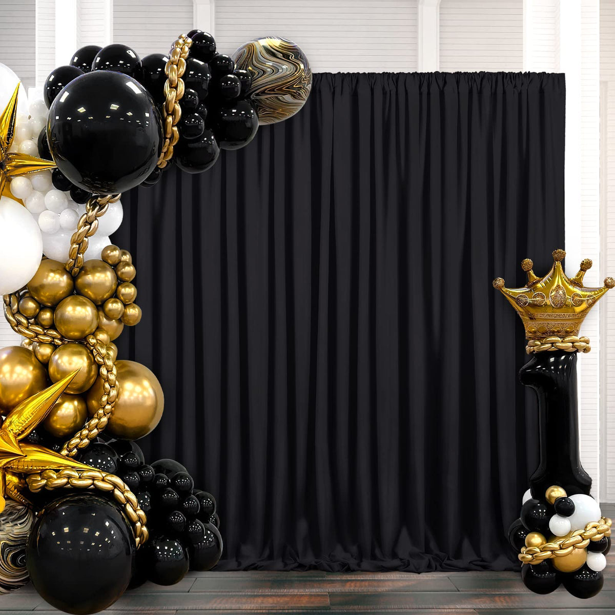 Backdrop Curtains Black Polyester Backdrop for Curtains 2 Packs 5ftx8ft