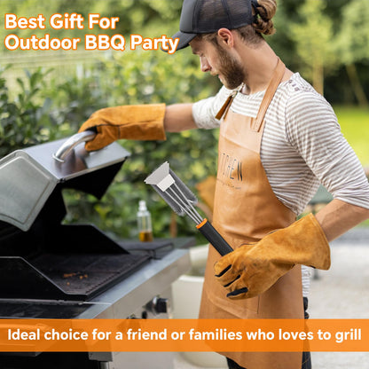 Fixmend 2 Pack BBQ Grill Brush, 15" BBQ Brushes for Grill, Rust-Proof Stainless Steel BBQ Cleaning Brush with Scraper, Ideal BBQ Accessories for Most Gas, Smoker, Porcelain Grill, Easily Clean Stains - Available at All In One Marketplace Canada
