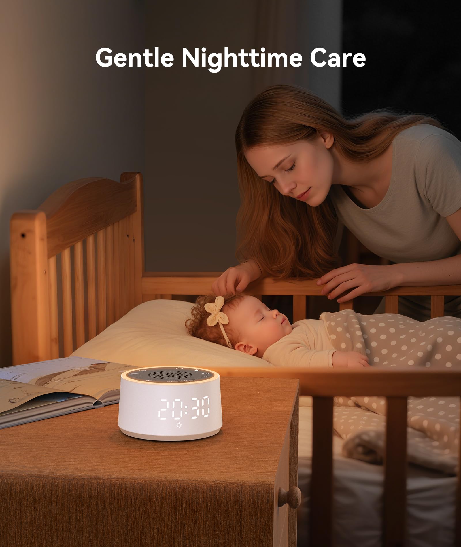 Dreamegg D1 Nova Sound Machine - White Noise Machine Alarm Clock with 25 Soothing Sounds, 10 Night Lights for Baby Adult, Dimmable, 7 Alarm Sounds, Timer, Noise Machine for Sleeping, Bedroom, Travel - Available at All In One Marketplace Canada