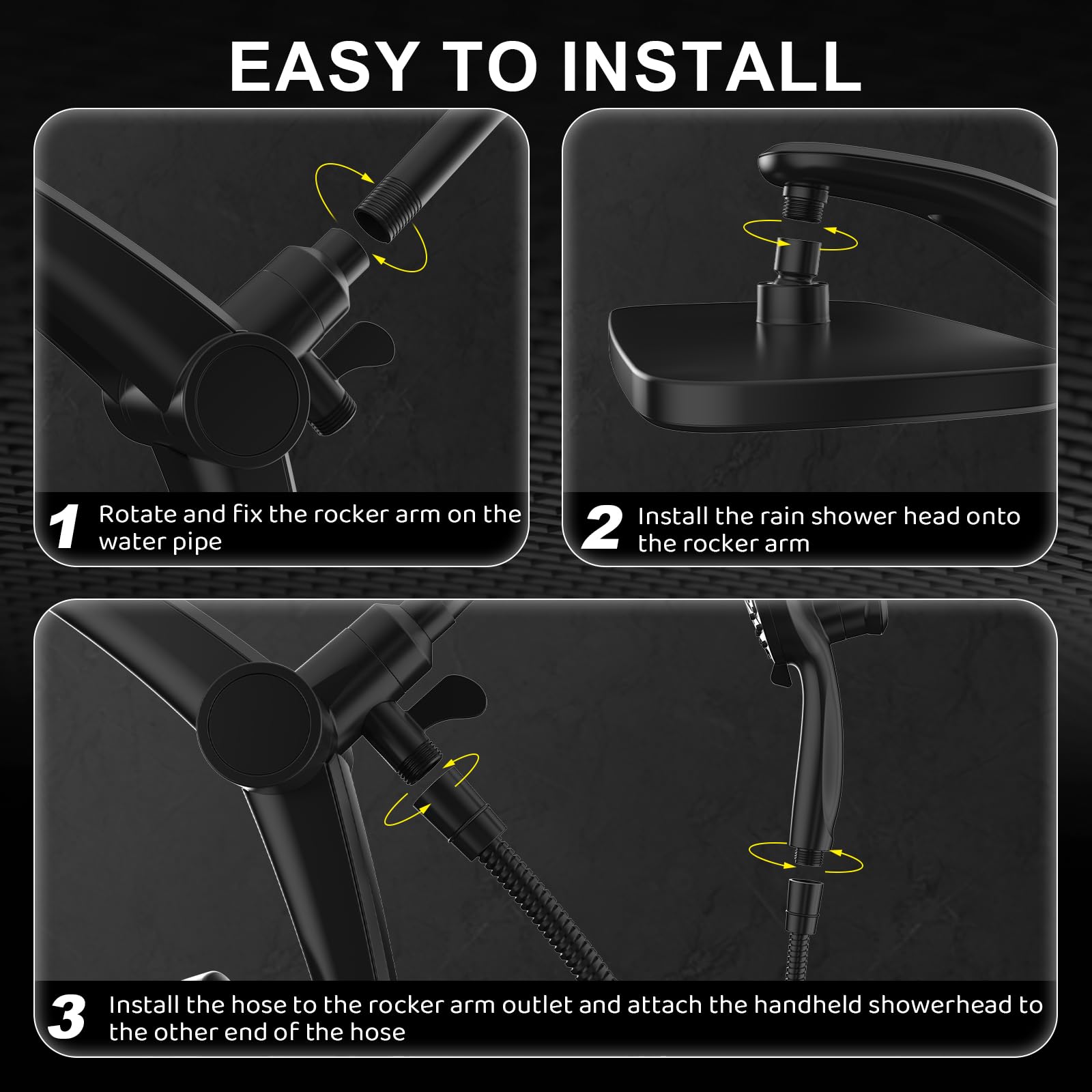 Rain Shower Head, Dual Shower Heads, Adjustable Integrated Bracket with Built-in Magnetic Base and Powerful Water Spray, with Handheld high-Pressure Spray Combination (Black).