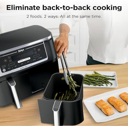 Ninja Foodi 10-qt. 6-in-1 DualZone XL Air Fryer, 2 Independent Baskets, Match Cook & Smart Finish to Air Fry, Air Broil, Roast, Bake, Dehydrate, & Keep Warm, Black, DZ302C (Canadian Version)