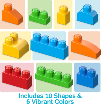 MEGA BLOKS First Builders Toddler Blocks Toys Set, Deluxe Building Bag with 150 Pieces and Storage, Blue, Ages 1+ Years