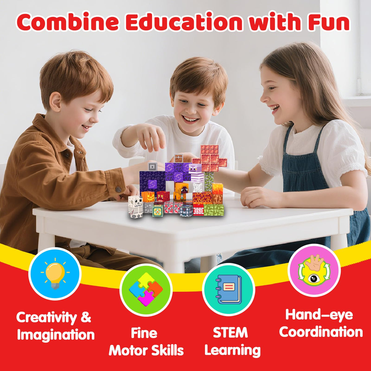 SSAWER Magnetic Blocks, 100PCS Light Up Building Cube Toys Gifts for Kids 🍁 All In One Marketplace Canada