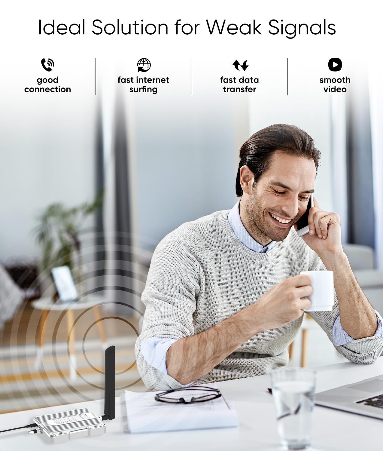 SignalBrick Cell Phone Booster for House & Cottage, Boost 3G 4G & LTE 5G Data Up to 3,000 sq ft, Cell Signal Booster Canada Support All Canadian Carriers-Bell, Telus, Rogers, Fido Etc