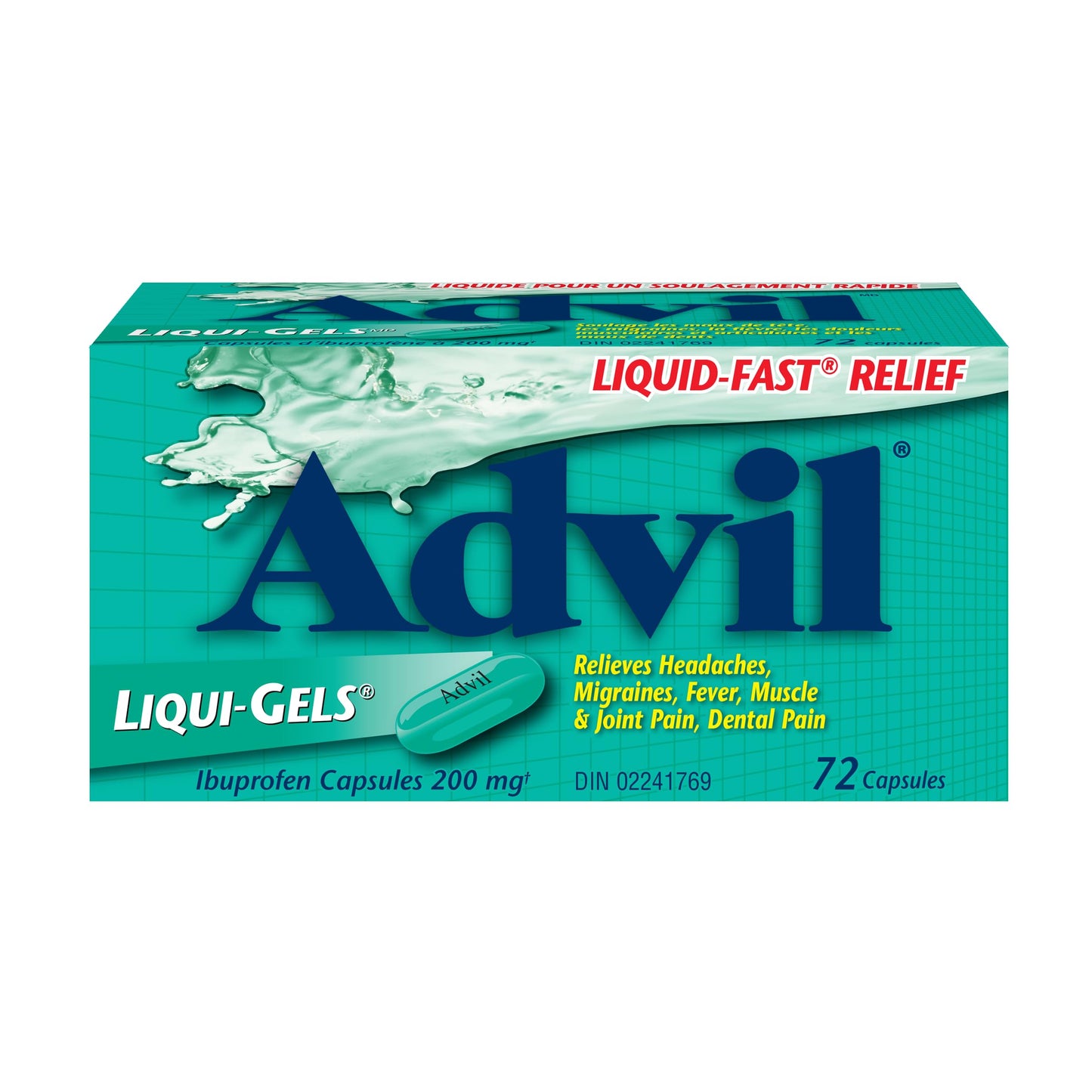 Advil Regular Strength Ibuprofen Pain Relief Liquid-Gels, Fast Acting Pain Relief for Migraine, Arthritis, Back, Neck, Joint, and Muscle Relief, 200mg (72 Count)