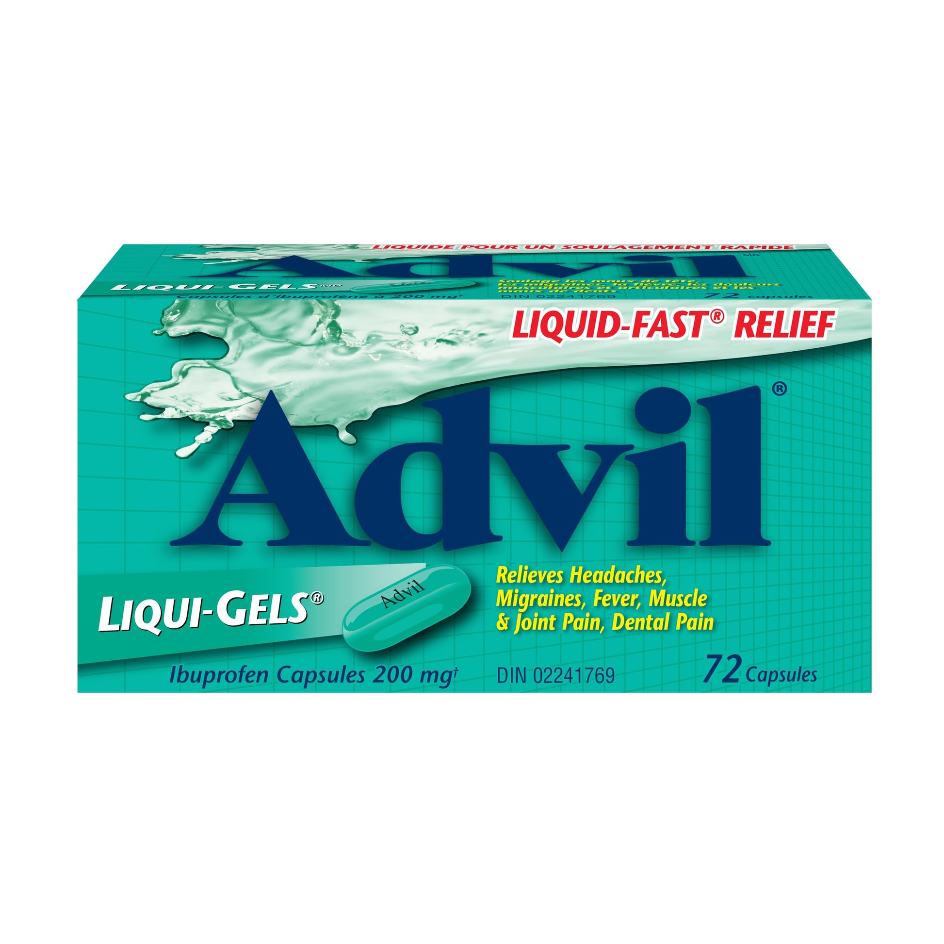 Advil Regular Strength Ibuprofen Pain Relief Liquid-Gels, Fast Acting Pain Relief for Migraine, Arthritis, Back, Neck, Joint, and Muscle Relief, 200mg (72 Count)