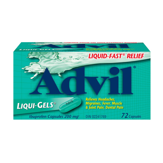 Advil Regular Strength Ibuprofen Pain Relief Liquid-Gels, Fast Acting Pain Relief for Migraine, Arthritis, Back, Neck, Joint, and Muscle Relief, 200mg (72 Count)