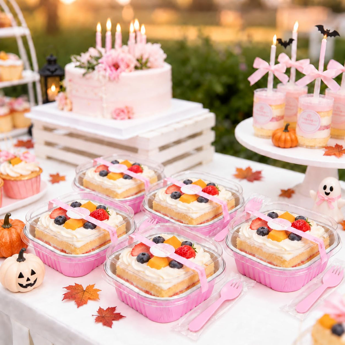 NPLUX Mini Cake Pans with Lids, 50 Pack Pink 5oz for Picnic Desserts 🍁 All In One Marketplace Canada