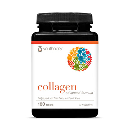 Youtheory Collagen Advanced Formula with Vitamin C, Hydrolyzed Formula for Optimal Absorption, Skin, Hair, Nails and Joint Support 180 Count - Available at All In One Marketplace Canada