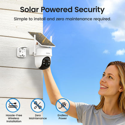 AOSU Security Cameras Outdoor Wireless, 2 Cam-Kit, No Subscription Required, Solar-Powered, Home Security Cameras System with 360° Pan & Tilt, Auto Tracking, 2K Color Night Vision, Easy Setup