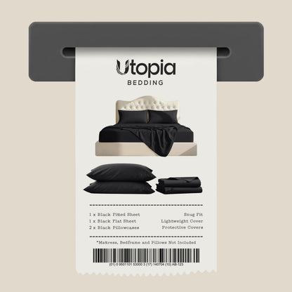 Utopia Bedding Queen Bed Sheet Set - 4 Piece Bedding - Soft Brushed Microfiber Fabric - Shrinkage & Fade Resistant - Easy Care (Black)