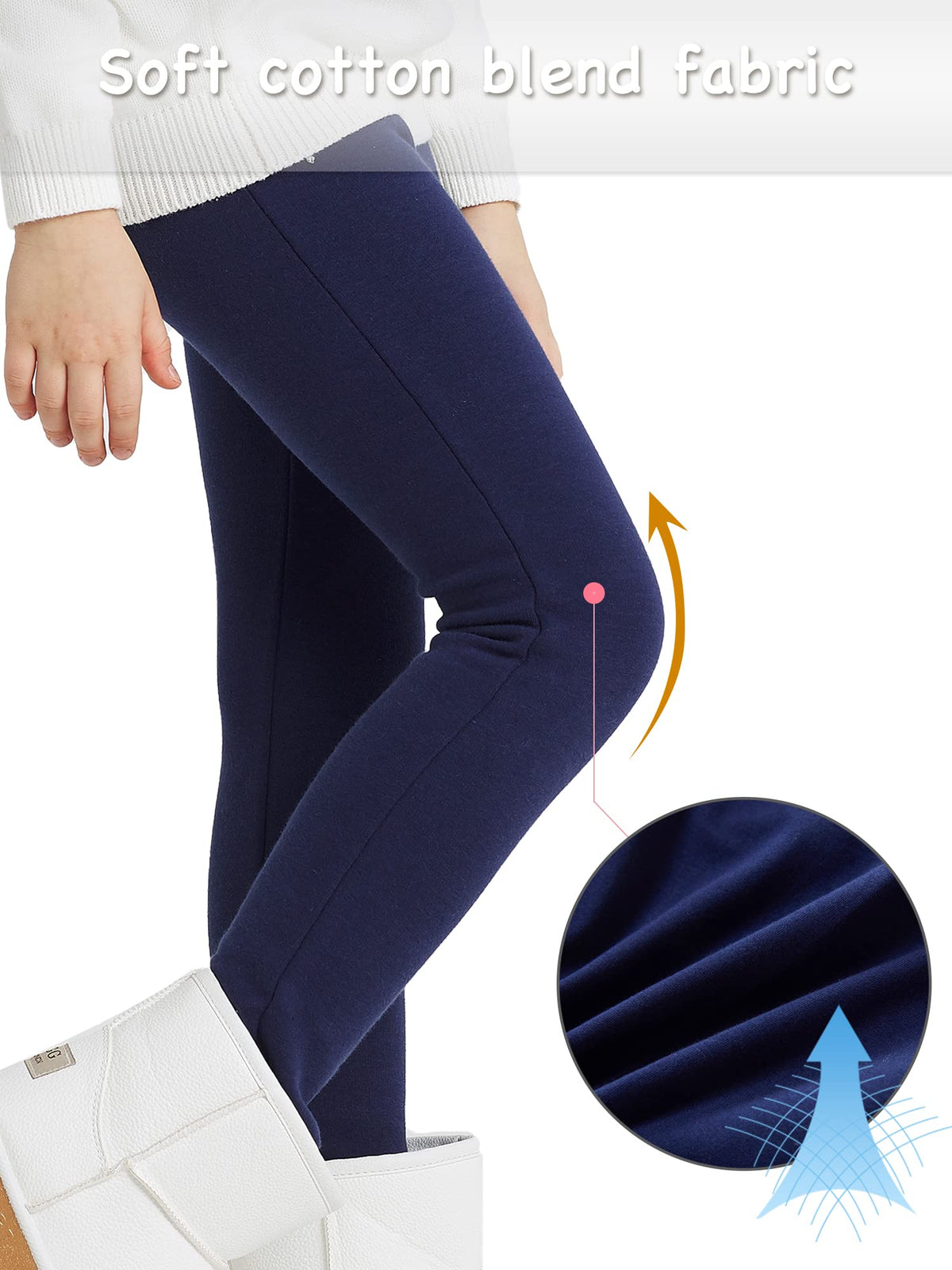 Adorel Girls' Fleece Lined Leggings Winter Pants Thermal Cotton Solid Color Pack of 2 Black, Navy Blue 4T (Manufacturer Size: 110) 🍁 All In One Marketplace Canada