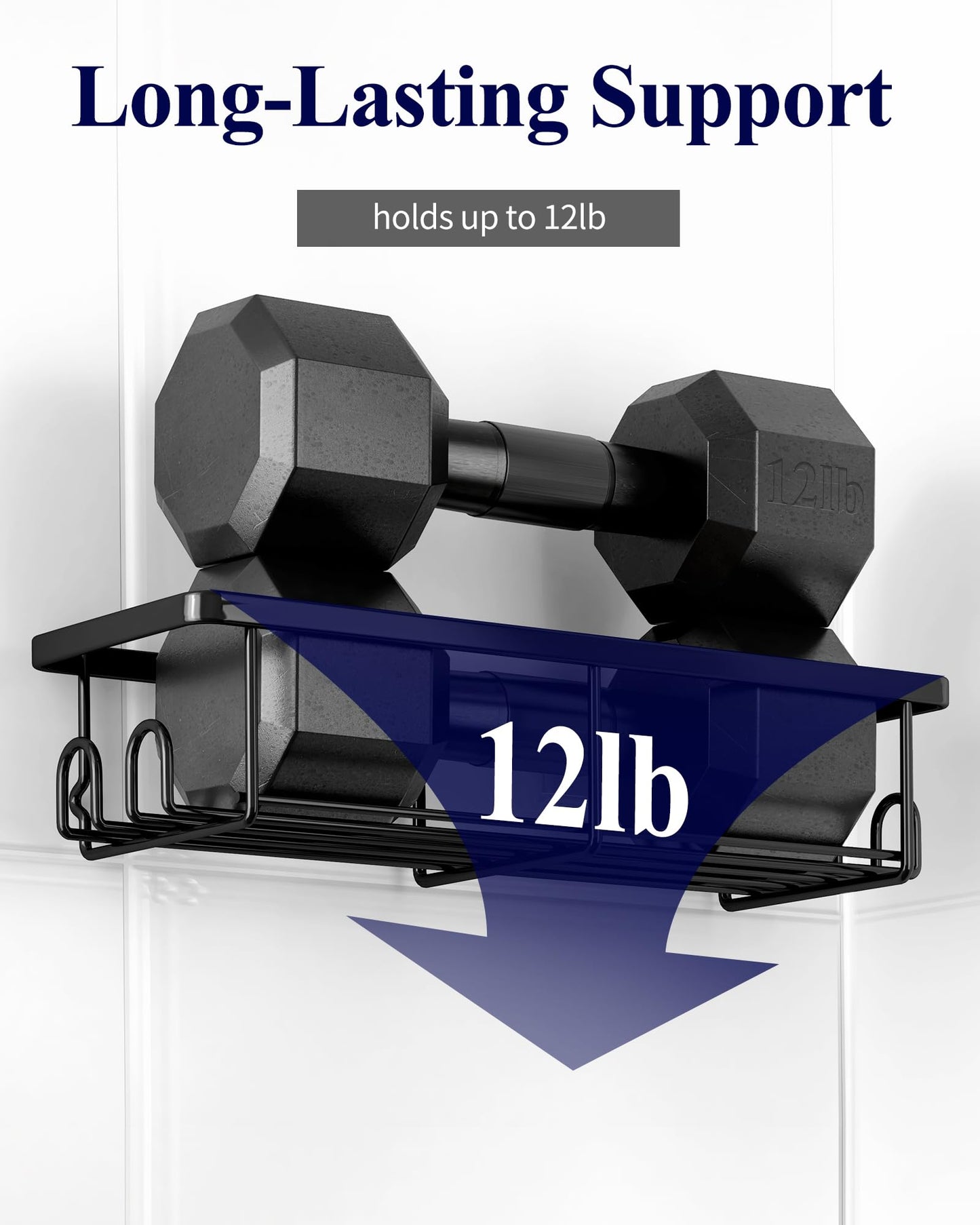 Kitsure Shower Caddy - 2 Pack Rustproof Stainless Steel Shower Organizer, No-Drill & Quick-Dry Shelves with Large Capacity, Durable Rack with 4 Hooks, Large, Black - Available at All In One Marketplace Canada