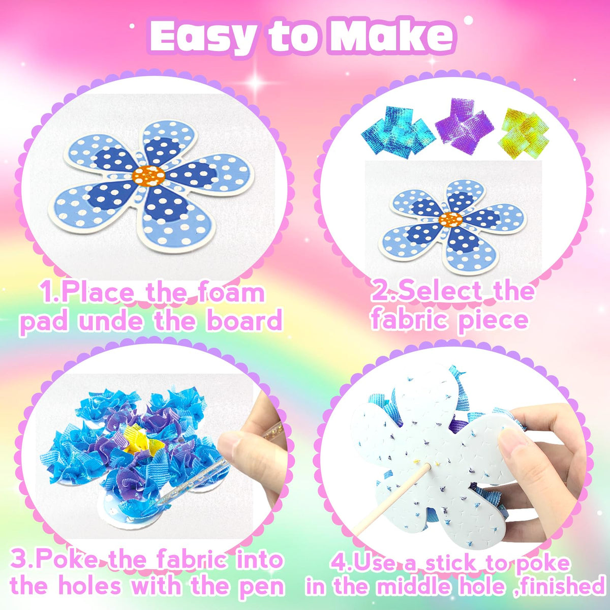 Poke in Fun Art Flower Bouquet Craft Kits for Kids,with 10 Flowers & 2 Butterflies,Arts and Crafts,Mess-Free Craft,DIY Art Activity Birthday Christmas Gifts Ideas for Girls & Boys Ages 4 5 6 7 8 9+ 🍁 All In One Marketplace Canada