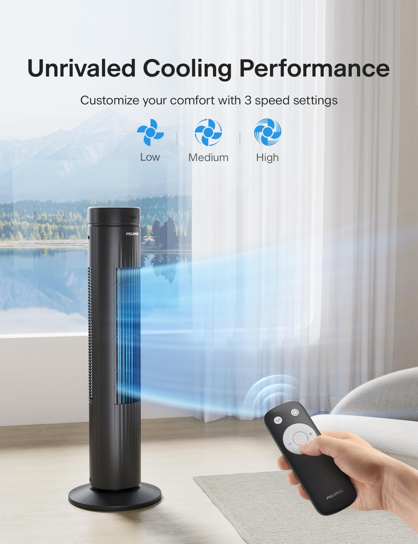 Pelonis 30-Inch Oscillating Tower Fan for Bedroom – Quiet 3-Speed Fan with Remote Control, 7-Hour Timer, 37dB Ultra-Quiet Operation – ETL Certified, Black 🍁 All In One Marketplace Canada