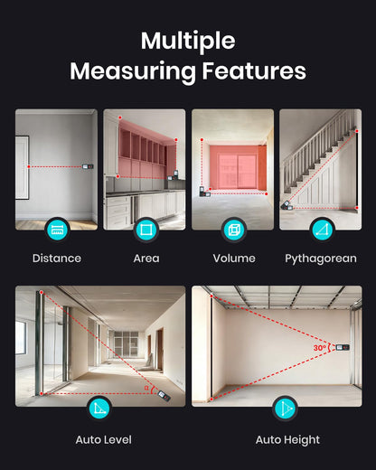 229Ft Laser Measure Device, Mileseey Digital Laser Tape Measure with Upgraded Electronic Angle Sensor, ±2mm Accuracy, Area Measurement,Volume and Pythagoras, Backlit LCD,Mute, Battery Included