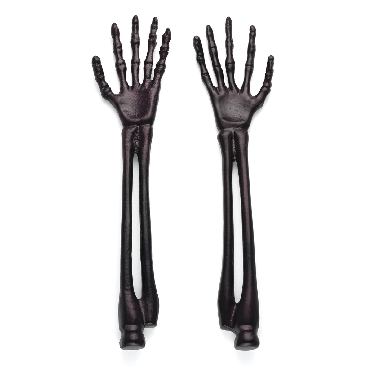 Ensemble de couverts Oneida, service à salade 2 pièces Vintro Halloween squelette noir satiné, ensemble d'ustensiles de cuisine en aluminium, pinces, noir, décoration d'Halloween pour l'intérieur, service à salade (2 pièces, 12 pouces)