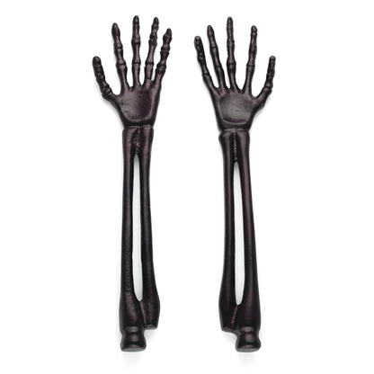 Ensemble de couverts Oneida, service à salade 2 pièces Vintro Halloween squelette noir satiné, ensemble d'ustensiles de cuisine en aluminium, pinces, noir, décoration d'Halloween pour l'intérieur, service à salade (2 pièces, 12 pouces)