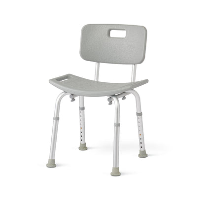 Medline Bath Chair with Back, Shower Chair has Height Adjustable Legs, Tool-Free Assembly, Shower Seat with Suction Cup Feet, Gray - Available at All In One Marketplace Canada