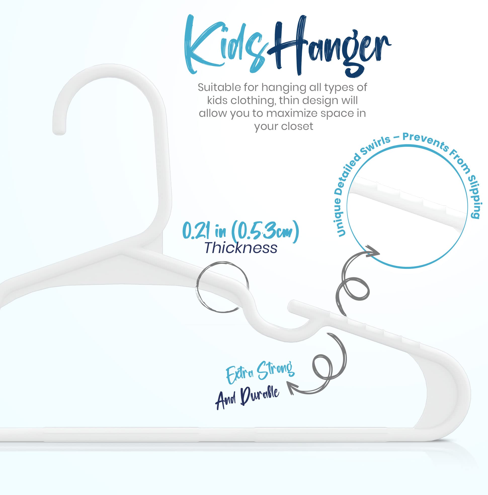 Utopia Home Kids Hangers - Plastic Baby Hangers for Closet - Childrens Hangers for Clothes & Infant Hangers for Closet - Ideal for Everyday Standard Use (White, Pack of 60) - Available at All In One Marketplace Canada