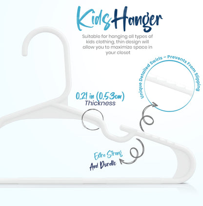 Utopia Home Kids Hangers - Plastic Baby Hangers for Closet - Childrens Hangers for Clothes & Infant Hangers for Closet - Ideal for Everyday Standard Use (White, Pack of 60) - Available at All In One Marketplace Canada