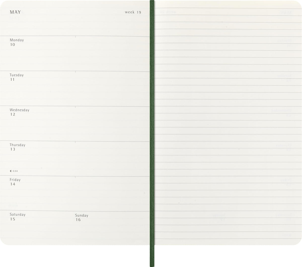 Moleskine Classic 18 Month 2026-2027 Weekly Planner, Soft Cover, Large (5" x 8.25"), Myrtle Green, 208 pages