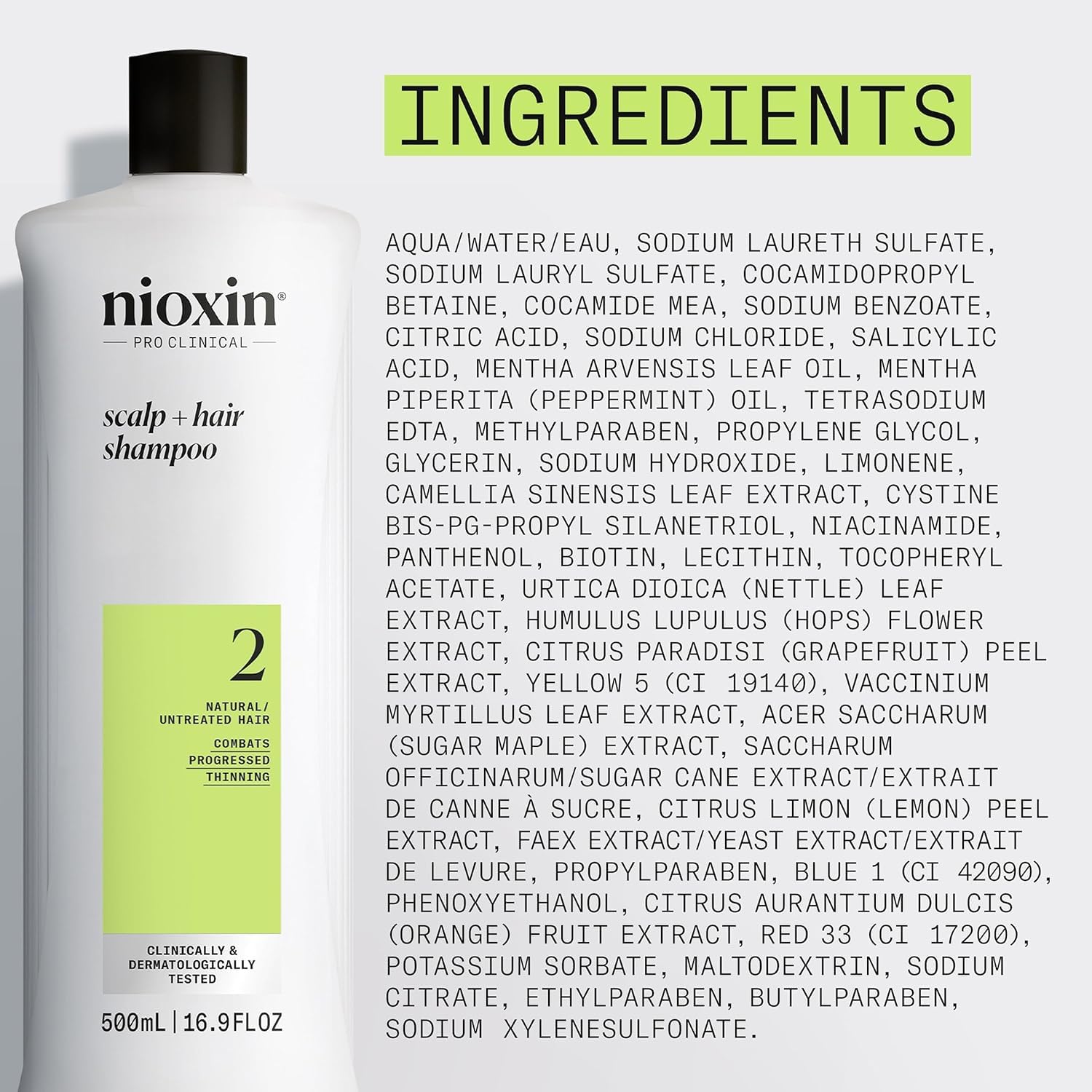 Nioxin Scalp + Hair Thickening System 2 Shampoo, For Natural Hair with Progressed Thinning, 16.9 fl oz (Packaging May Vary) - Available at All In One Marketplace Canada