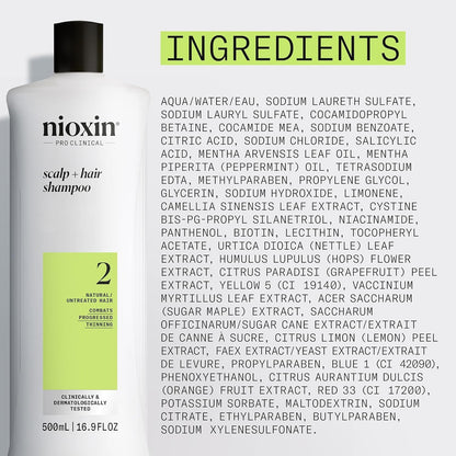 Nioxin Scalp + Hair Thickening System 2 Shampoo, For Natural Hair with Progressed Thinning, 16.9 fl oz (Packaging May Vary) - Available at All In One Marketplace Canada
