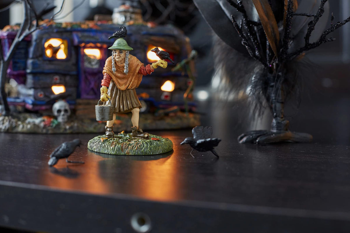Figurine Crow Hag pour accessoires de village d'Halloween Snow Village, Département 56, 3,75 pouces, multicolore