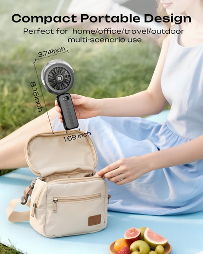 Otlonpe Handheld Misting Fan Portable, Powerful 4 High Speeds Rechargeable Small Hand Held Fan Water Mist, 4000mAh Battery Operated, Foldable, Lanyard, Personal Cooling for Travel (BLACK) - Available at All In One Marketplace Canada
