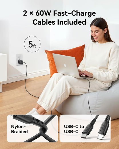 INIU for iPhone 17 16 Charger, 30W GaN Tech USB C Charger Fast Charging, 2-Pack Foldable USB C Charging Block with Cable for iPhone 17 16 Pro Max, MacBook Air 13 M4, Samsung S25 S24, iPad 11 Air