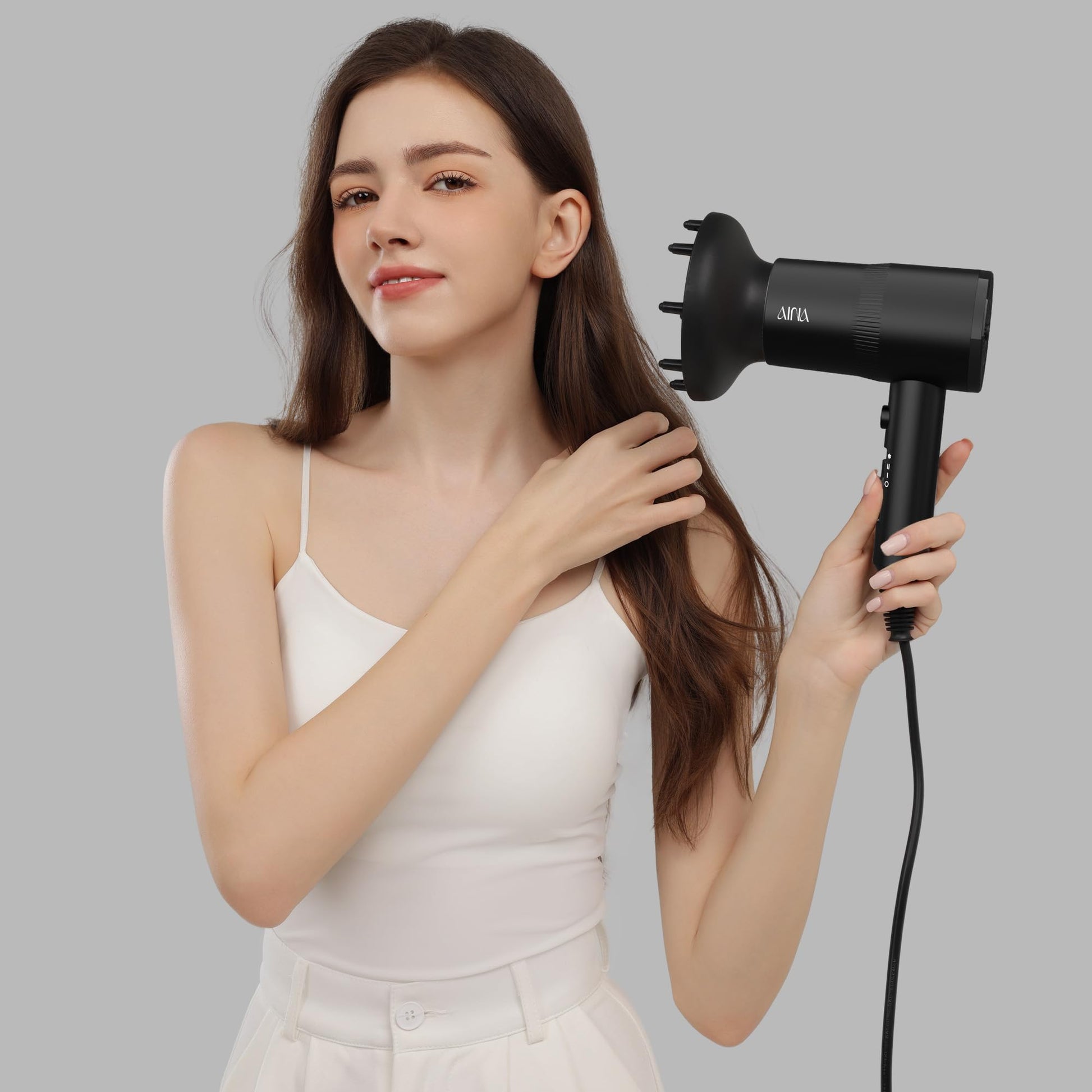AINA Diffuser Hair Dryer Full-Featured Blow Dryer 110V/1600W(Vader Black) - Available at All In One Marketplace Canada