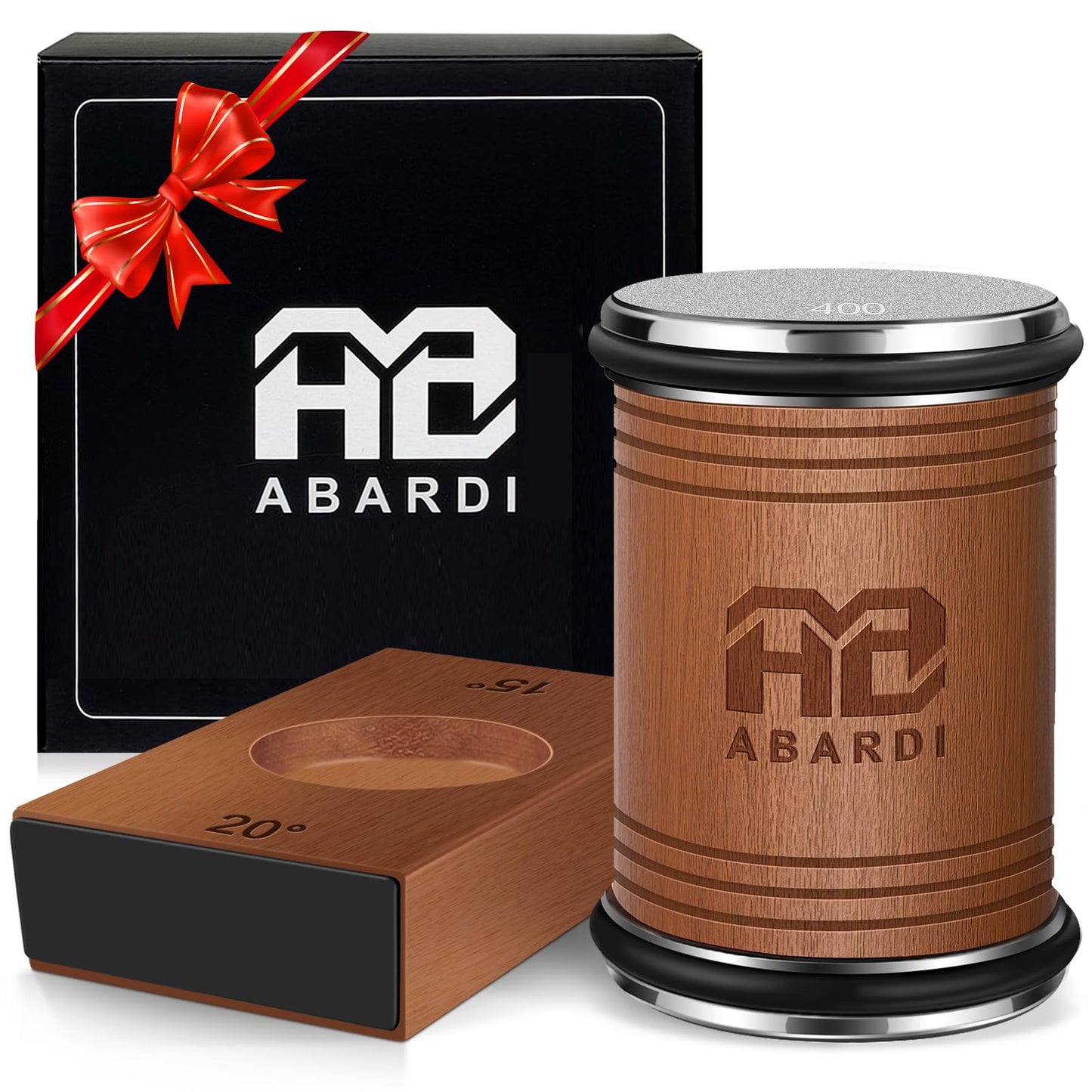Abardi Rolling Knife Sharpener, Knife Sharpening with Diamonds Made Easy, Knife Sharpeners Kit with 15 & 20 Degree Magnetic Angle, Kitchen Gadgets Birthday Gifts for Men Dad Husband Fathers (Walnut) - Available at All In One Marketplace Canada