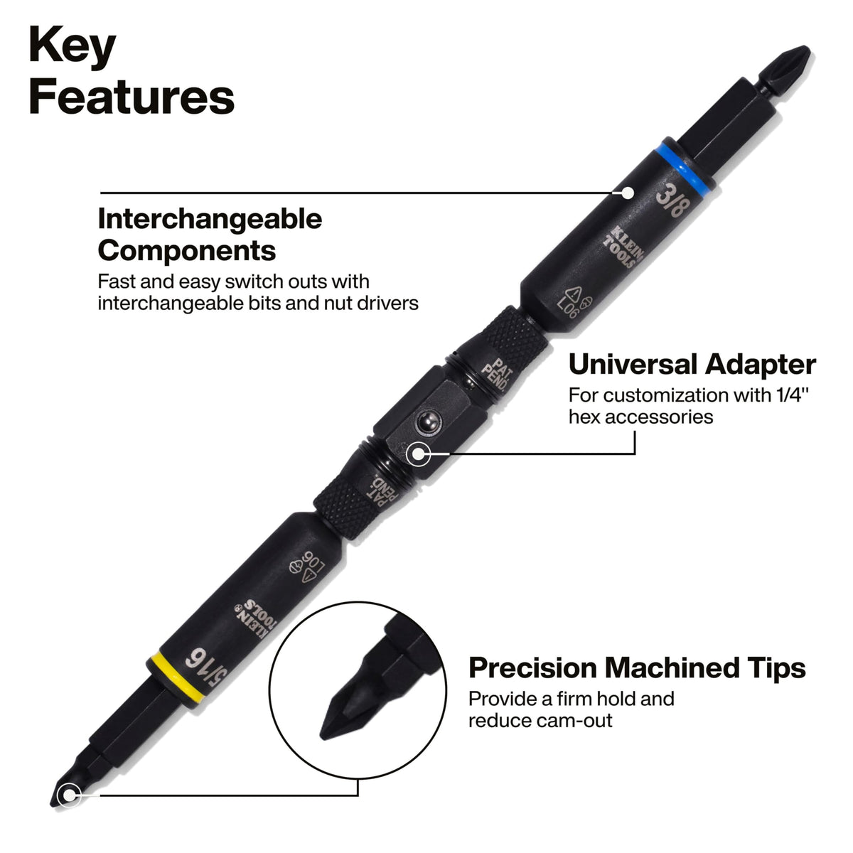 Klein Tools 32500HD KNECT Multi-Bit Screwdriver/Nut Driver, Impact Rated 11-in-1 Tool with Phillips, Slotted, Square and Torx Tips