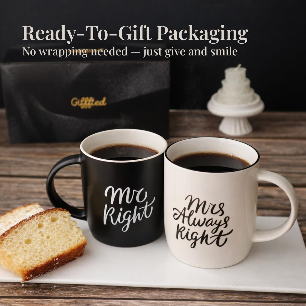 Triple Gifffted Mr Right and Mrs Always Right Coffee Mugs Gift Set, 380 ml 🍁 All In One Marketplace Canada