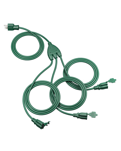 DEWENWILS 25FT (7’+6’*3) Outdoor Extension Cord with 3 Outlets, Evenly Spaced 3 Outlets Plugs with Cover, Weatherproof SJTW 16/3 Wire for Outdoor String Lights and Holiday Decorations, 1 Pack, Green 🍁 All In One Marketplace Canada